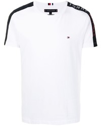 T-shirt à col rond imprimé blanc et noir Tommy Hilfiger