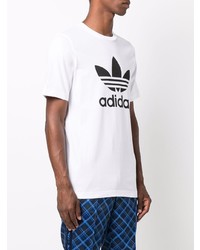 T-shirt à col rond imprimé blanc et noir adidas