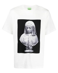 T-shirt à col rond imprimé blanc et noir Trussardi