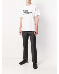 T-shirt à col rond imprimé blanc et noir Sacai