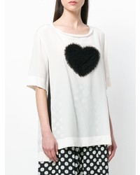 T-shirt à col rond imprimé blanc et noir Rossella Jardini