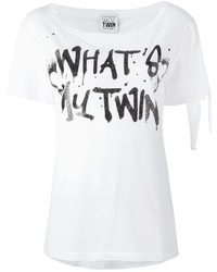 T-shirt à col rond imprimé blanc et noir Twin-Set