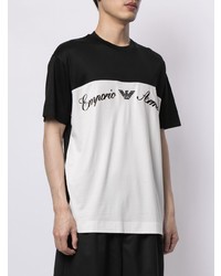 T-shirt à col rond imprimé blanc et noir Emporio Armani