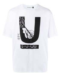 T-shirt à col rond imprimé blanc et noir UNDERCOVE