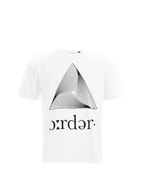 T-shirt à col rond imprimé blanc et noir Undercover