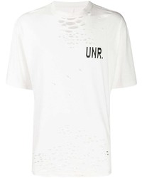 T-shirt à col rond imprimé blanc et noir Unravel Project