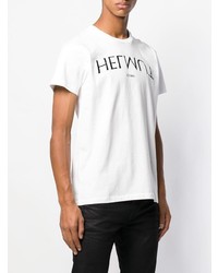 T-shirt à col rond imprimé blanc et noir Helmut Lang