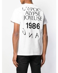 T-shirt à col rond imprimé blanc et noir Helmut Lang