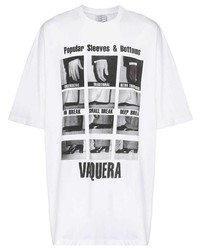 T-shirt à col rond imprimé blanc et noir Vaquera