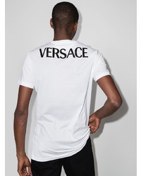 T-shirt à col rond imprimé blanc et noir Versace