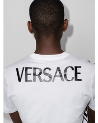 T-shirt à col rond imprimé blanc et noir Versace