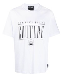 T-shirt à col rond imprimé blanc et noir VERSACE JEANS COUTURE