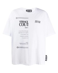 T-shirt à col rond imprimé blanc et noir VERSACE JEANS COUTURE