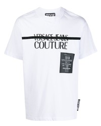 T-shirt à col rond imprimé blanc et noir VERSACE JEANS COUTURE