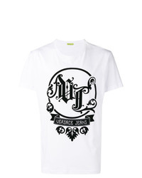 T-shirt à col rond imprimé blanc et noir Versace Jeans
