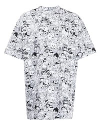 T-shirt à col rond imprimé blanc et noir Vetements