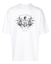 T-shirt à col rond imprimé blanc et noir Vetements
