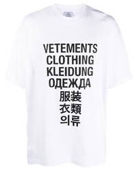 T-shirt à col rond imprimé blanc et noir Vetements