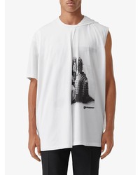 T-shirt à col rond imprimé blanc et noir Burberry