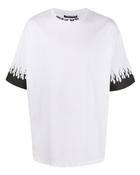 T-shirt à col rond imprimé blanc et noir Vision Of Super