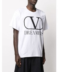 T-shirt à col rond imprimé blanc et noir Valentino