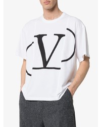 T-shirt à col rond imprimé blanc et noir Valentino