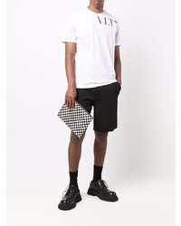 T-shirt à col rond imprimé blanc et noir Valentino