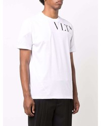 T-shirt à col rond imprimé blanc et noir Valentino