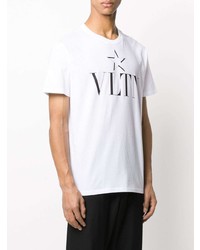 T-shirt à col rond imprimé blanc et noir Valentino