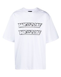 T-shirt à col rond imprimé blanc et noir We11done