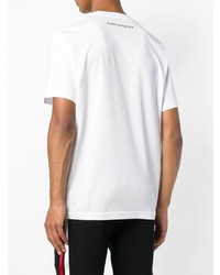 T-shirt à col rond imprimé blanc et noir Blackbarrett