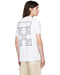 T-shirt à col rond imprimé blanc et noir Off-White