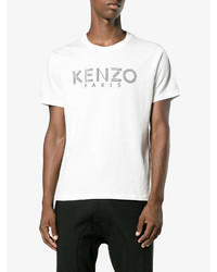 T-shirt à col rond imprimé blanc et noir Kenzo