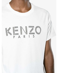 T-shirt à col rond imprimé blanc et noir Kenzo