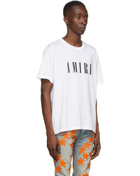 T-shirt à col rond imprimé blanc et noir Amiri