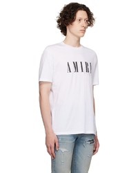 T-shirt à col rond imprimé blanc et noir Amiri