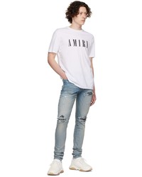 T-shirt à col rond imprimé blanc et noir Amiri