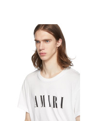 T-shirt à col rond imprimé blanc et noir Amiri