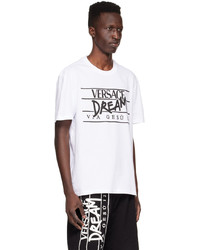 T-shirt à col rond imprimé blanc et noir Versace