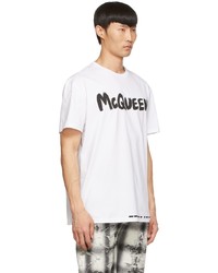 T-shirt à col rond imprimé blanc et noir Alexander McQueen