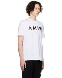 T-shirt à col rond imprimé blanc et noir Amiri