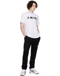 T-shirt à col rond imprimé blanc et noir Amiri