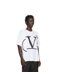 T-shirt à col rond imprimé blanc et noir Valentino