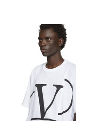 T-shirt à col rond imprimé blanc et noir Valentino