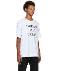 T-shirt à col rond imprimé blanc et noir Dries Van Noten