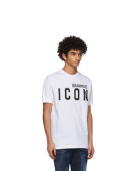 T-shirt à col rond imprimé blanc et noir DSQUARED2