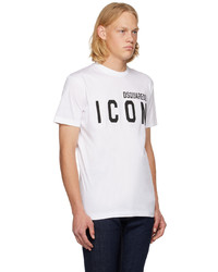 T-shirt à col rond imprimé blanc et noir DSQUARED2