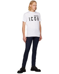 T-shirt à col rond imprimé blanc et noir DSQUARED2