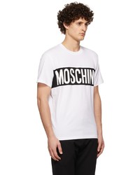 T-shirt à col rond imprimé blanc et noir Moschino