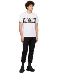 T-shirt à col rond imprimé blanc et noir Moschino